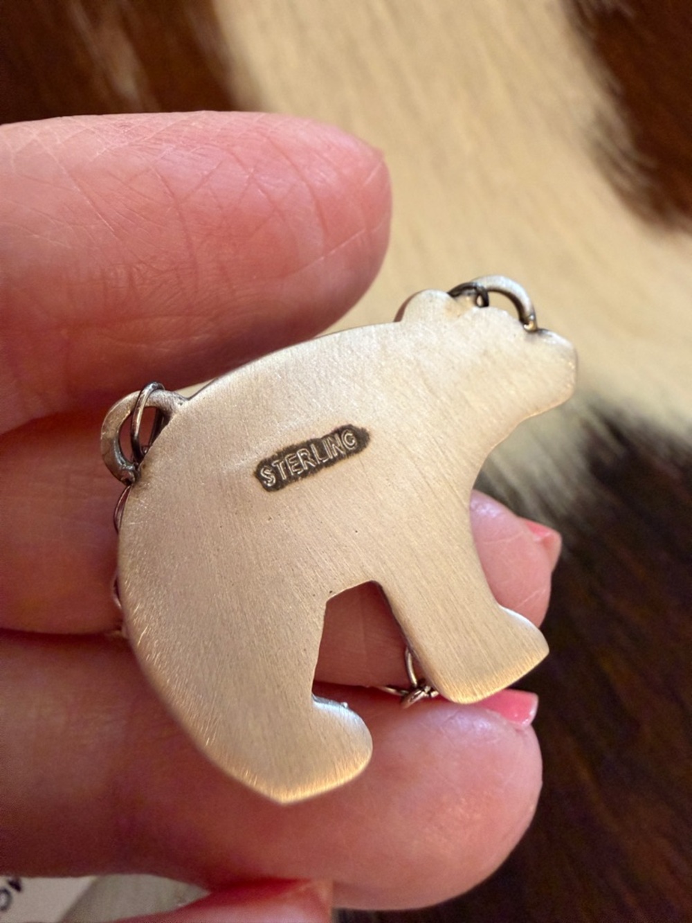 ❤️ White Buffalo Hand Stamped Statement Bear Necklace Matte Sterling 18+2” Adj - Picture 8 of 14